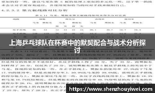 上海乒乓球队在杯赛中的默契配合与战术分析探讨